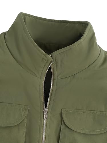 Verdusa Women's Zip Up Lightweight Padded Crop Vest Jacket Fall Clothes Stand Collar Gilet with Flap Pockets4