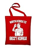 100% Baumwolle North Korea Is Best Korea Fun Jutebeutel Baumwolltasche, red