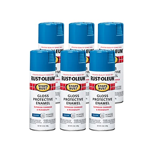 Rust-Oleum 7727830-6PK Stops Rust Spray Paint, 12 oz, Gloss Royal Blue, 6 Pack