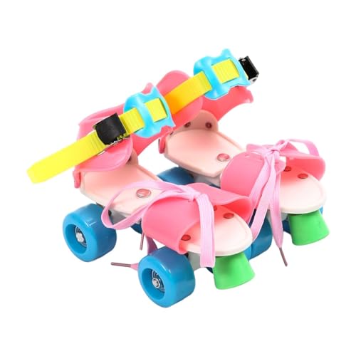 DimyFew Patines de Rodillo Ajustables para Niños Doble Fila de Cuatro Ruedas Patines en Línea en Línea para Niños, Rosa Colorido