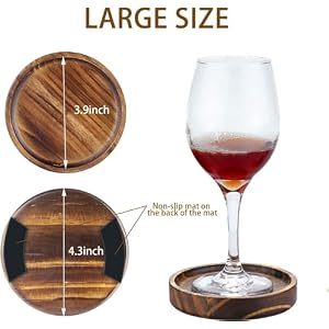 5Pcs Wooden Coasters for Drinks Natural Wood Drink Coasters Set with Holder for Modern Home DecorCoasters for Coffee Table Tabletop Protection for Any Table Type Rustic Outdoor Coasters