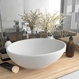 BOWEKAM Mobili,Lavabo Di Lusso Ovale Bianco Opaco 40x33 cm Ceramica