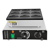CXCUNAJG Niederländischer Pfannkuchenbereiter, 9-teilig, antihaftbeschichtete Dorayaki-Maschine mit Zange, Rezept, Tabletts. 50–300 °C Temperatur und 5 Minuten Zeitsteuerung. Großer 2,9-Zoll-