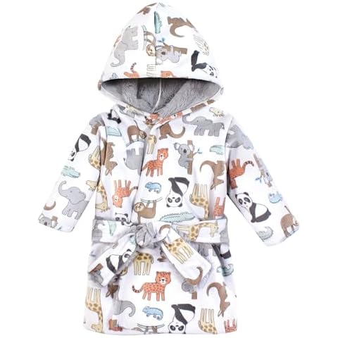 Hudson Baby Unisex Baby Mink with Faux Fur Lining Pool and Beach Robe Cover-ups, Zoo Animals, 18-24 Months Cover