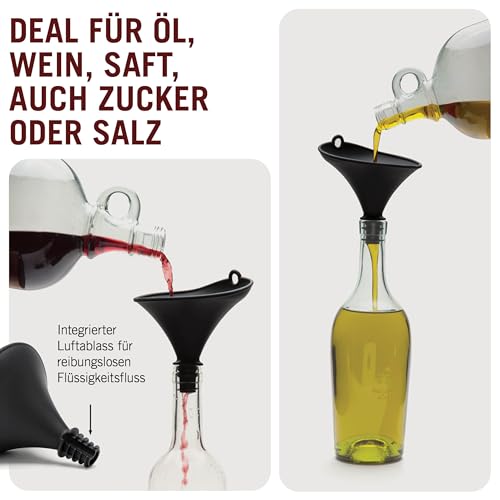 Trichter aus Silikon für freihändiges Befüllen von Flaschen und Behältern