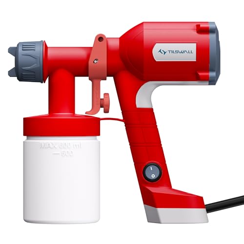 Tilswall Paint Sprayer,Upgraded Ultra-Light Electric Paint Spray Gun with 2 Nozzles & 3 Patterns Easy to Clean for Fences, Sheds, Walls, Ceilings, Furniture, Cabinets, Garden & DIY, Blue