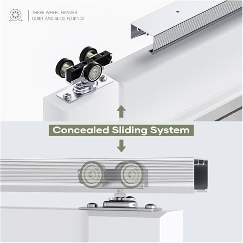 Image of EaseLife 4.6FT /55in Sliding Pocket Door Hardware Kit,Commercial Grade,Aluminum Box Rail Kit,Slide Smoothly Quietly,Easy Install,No Door (51.5in Track for 23 inch~28 inch Wide Single Door)