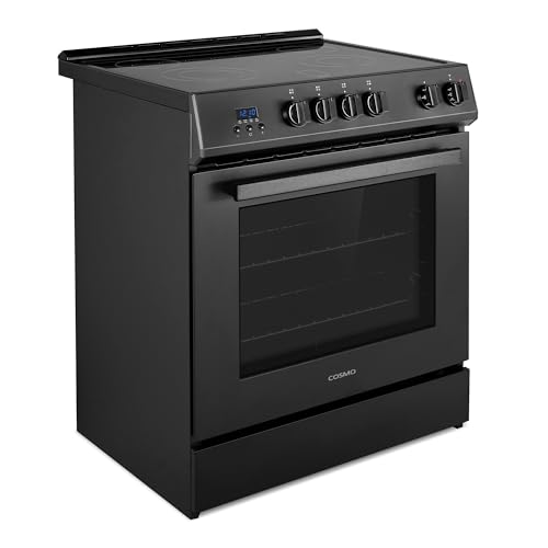 COSMO COS-ERD304K-BK 30 in. Stellar Collection 5.0 cu. ft. Electric Range with 4 Burner Glass Cooktop and Convection Oven in Matte Black - Thumbnail 4