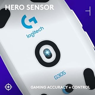 Logitech G305 Lightspeed Wireless Gaming Mouse, Hero Sensor, 12,000 DPI, Lightweight, 6 Programmable Buttons, 250h Battery, On-Board Memory, Compatible with PC, Mac - White