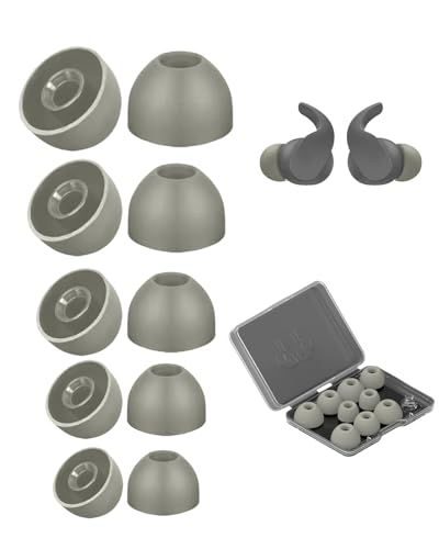 Beats Powerbeats Fit/Pro 2 対応 交換イヤーピース 交換用シリコン耳栓 シリコン製 (XXS/XS/S/M/Lサイズ各1ペア) 【YAJOJO】滑り止め 柔らかい 軽量 着脱可能 水洗い可能(グレー)