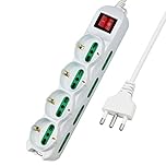 Extrastar Multipresa 12 Posti 4 polivalenti (schuko 10/16A) 8 bivalenti 10/16A, Colore bianco, Cavo 1.5 m - Spina 16A