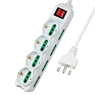 Extrastar Multipresa 12 Posti 4 polivalenti (schuko 10/16A) 8 bivalenti 10/16A, Colore bianco, Cavo 1.5 m - Spina 16A