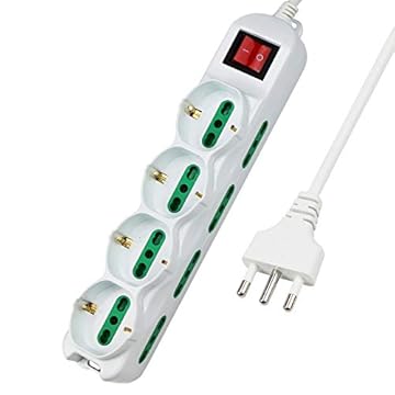 Extrastar Multipresa 12 Posti 4 polivalenti (schuko 10/16A) 8 bivalenti 10/16A, Colore bianco, Cavo 1.5 m - Spina 16A