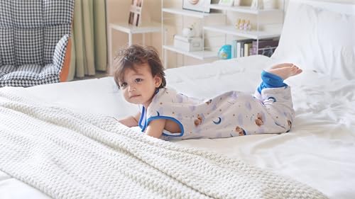 Image of Baby /Toddler Sleep Sack with Legs, Rayon from Bamboo 95% + 5% Spandex, 1.0 TOG, 2‑Way Zipper Sleeping Bag, Walker‑Friendly 6-12M Bear