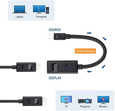 Cable Matters 8K Mini DisplayPort 1.4 to HDMI Adapter with 4K 120Hz or 8K, Mini Display Port 1.4 to HDMI 8K Cable Adapter in Black, Support for Alienware M15/M17 R2 or later Laptops and More