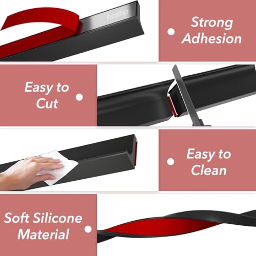 Image of HASTHIP 1M Silicone Water Stopper with Glue Collapsible Threshold Water Dam Barrier Strip for Shower, Self-Adhesive, Bathroom Tub Water Retaining Stopper Bendable, Dry and Wet Separation Strip