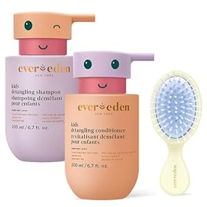 Evereden Happy Hair Duo for Kids: Vegan Kids Shampoo and Conditioner Set with Bonus Gift Brush – The Hair Detangler for Kids – Strengthens & Smooths for All Hair Types – Perfect Hair Care Gift Set