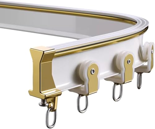 Cortina flexible de ventana de bahía de 450 cm, montaje en pared curvado resistente blanco 7