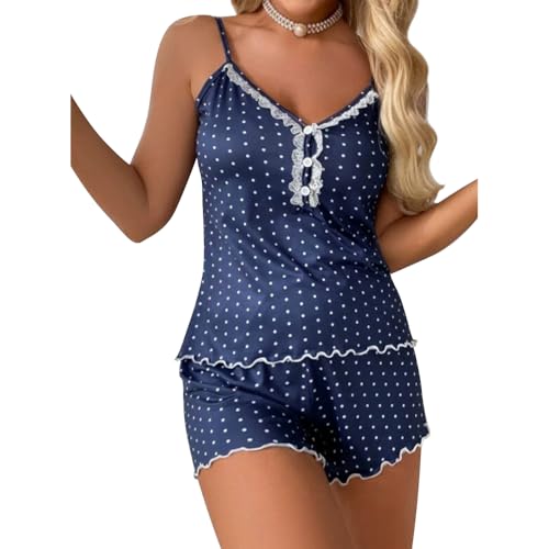 Pyjama court femme rose avec débardeur sans manches et short fluide