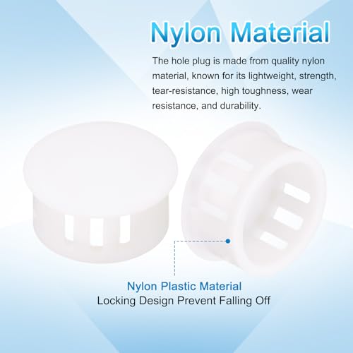 Image of uxcell 100pcs Nylon Plastic Hole Plugs, 5 /7 inch(18mm) Round Drill Screw Hole Plugs Covers Knockout Locking Plastic Plugs Insert End Caps for Kitchen Cabinet Furniture, White