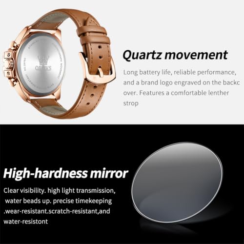 Image of OLEVS Men Watch Big Face Chronograph Waterproof Leather Strap Fashion Watch
