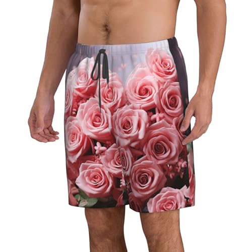 Men's Swim Trunks Quick Dry Bathing Suits Heart Roses Beach Board Shorts Swimwear with Pockets2