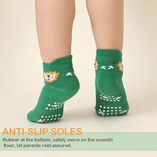 Baby Non Slip Grip Ankle Socks,12-Pack Cotton Crew Socks for 1-3/3-5 Years Old Infants Toddlers Kids Boys Girls Crawling Unisex Ankle Socks Non Skid Sole - Image 5
