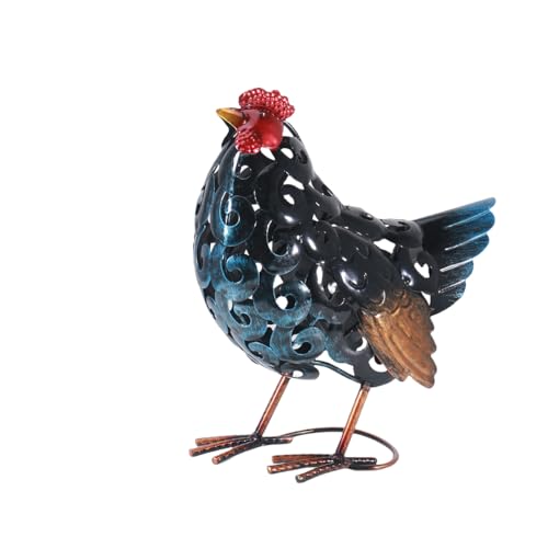 Mloarts Statues de jardin en métal en forme de coq - Décoration extérieure - Décoration d'intérieur rétro - Cadeau réaliste pour les amis amoureux du...