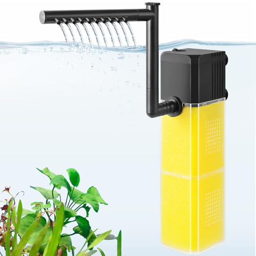 FEDOUR 10W 15W 20W Aquarium Submersible Filter, Quiet Fish Tank Internal Filter with Spray Bar, Powerful Aquarium Filter for 5-80 Gallon Tank (20W for 30-80Gallon)