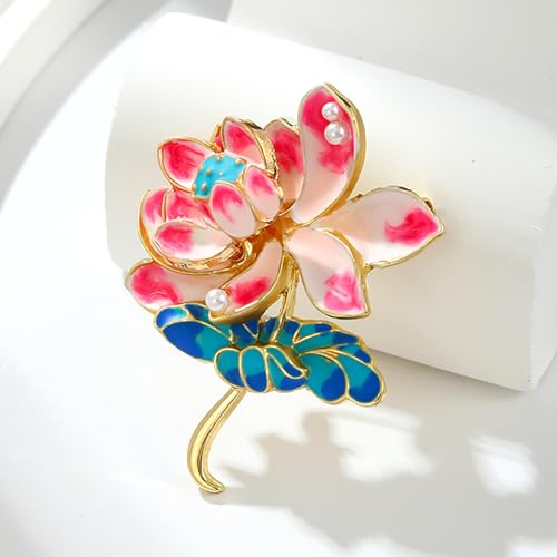 Image of Rhinestone Flower Brooch 18K Gold Plated Flower Floral Brooch Elegant Pearl Lapel Pin Costume Jewelry Thanksgiving Day Birthday Wedding Gifts for Mom Wife