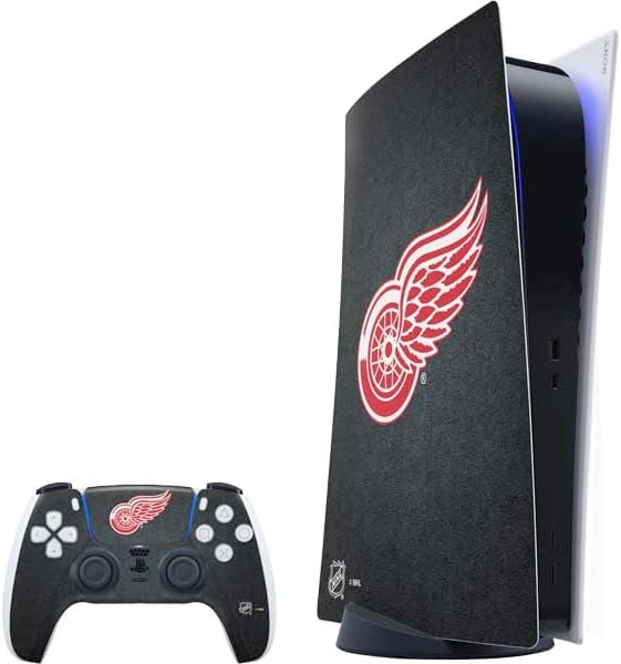 Skinit Decal Gaming Skin Compatible with PS5 Bundle - Officially Licensed NHL Detroit Red Wings Jersey Design