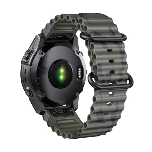 [PLYYQZM] 22mm 26mm�V���J�Q���x���g.Gar min �ɍ��� Fenix 8/E/7/7X/5/5Plus/6/6Pro�u���X���b�g,Forerunner 965 Instinct/Enduro�u���o���h�p�ɓK�p(Camo Army Gr