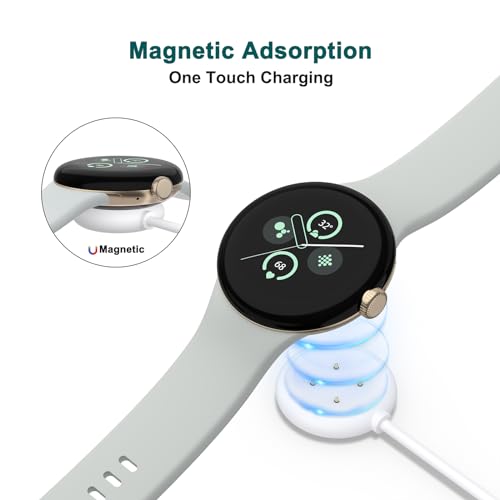 Image of Tobfit USB Charger Cable Compatible for Google Pixel Watch 2 3, Magnetic Charging Cord Replacement for Pixel Watch 3 2 Smartwatch 100cm (White)
