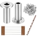 CKE 80 Pack T316 Stainless Steel Protector Sleeves for 1/8" Wire Rope Cable Railing, DIY Balustrade T316 Marine Grade, Come with A Free Drill Bit