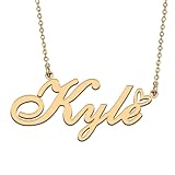 HUAN XUN Kyle Name Necklaces Personalized for Women Gold Custom Necklace Jewelry for Birthday Anniversary