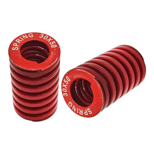 bociloy 2PCS 3D Printer Die Springs 30mm OD 50mm Length, Medium Load Compression Springs, 65Mn Steel Hot Bed Leveling Springs for Industrial Mould Die Spring Set, Red
