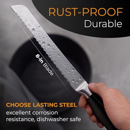 Miniatura 5 de Orblue Cuchillo De Pan 20cm, Cuchillo Panero Profesional Con Sierra Grande, Ideal Para Cortar El Pan, Cuchillo De Cocina De, Cuchillo Sierra Arcos