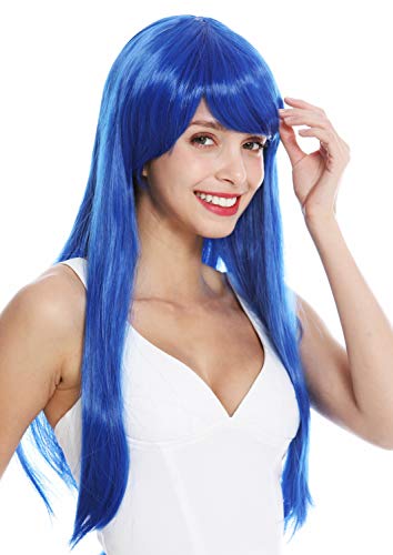 Perruque bleue YZF-41062-T2512 WIG ME UP longue et lisse à frange