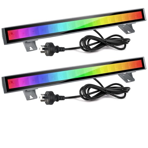 2 Pack RGB LED Wall Washer Light, 48W RGB LED Light Bar, IP66 Waterproof, Color Changing Party Stage Lighting for Outdoor Indoor Wedding Birthday