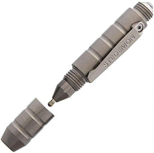 Tactical Pen for Self-Defence - Glass Breaker - Full Titanium EDC - Writing Tool with Black Refill - P01 Blasted as Gift