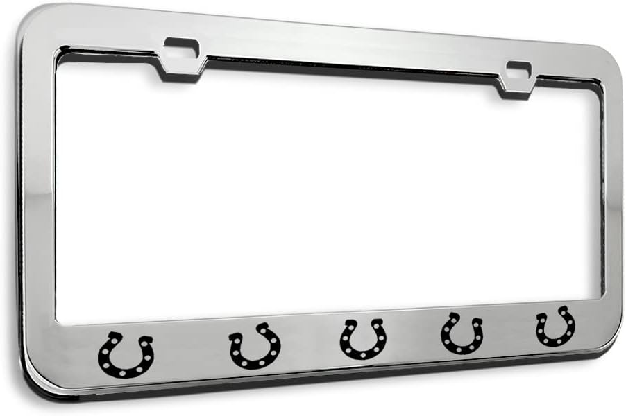 Speedy Pros Metal License Plate Frame Horseshoe Horseshoes Metal Tag Holder Car Accessories Stainless Steel 2 Holes 1 Frame