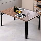 山善(YAMAZEN) ダイニングテーブル 4人用 幅136×奥行81×高さ70.5cm (メラミン樹脂加工で傷・汚れに強い天板) リビング テーブル 机 食卓 組立品 ミディアムオーク/マットブラック SDT-1385(MOK/MBK)