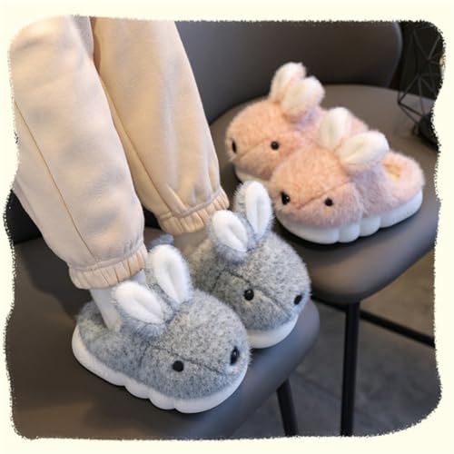 Image of Cute Women's Rabbit Slippers - Warm & Plush, Cartoon Design, Perfect for Winter & Indoor /Outdoor Use