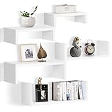 Coolty 5er Set Wandregal Weiß Holz Schweberegale, Regal Wand, Moderne Wandboard Deko für...
