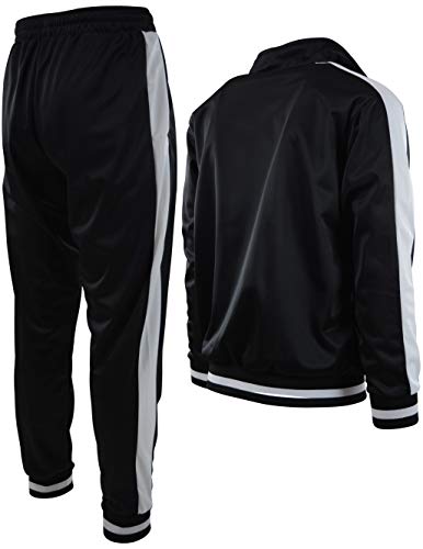 Mens Athletic 2 Piece Tracksuit Set (M, 877-Black) - Thumbnail 6
