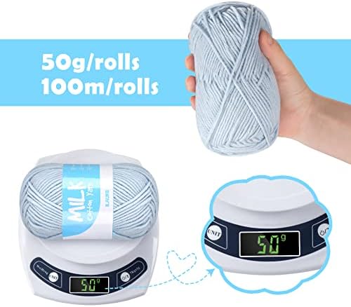 12 x 50g Soft Chunky Yarn for Crochet, 100% Acrylic Crochet Yarn Double Knitting Yarn, 1200 Meters Balls of Crochet Thread Set for Knitting and Crocheting Yarn Projects Handcrafts (Gray-Blue)