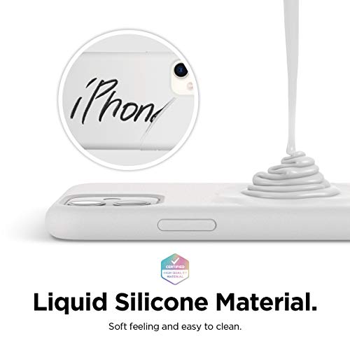 Image of elago Compatible with iPhone 11 Case, Liquid Silicone Case, Full Body Protective Cover, Shockproof, Slim Phone Case, Anti-Scratch Soft Microfiber Lining, 6.1 inch (White)