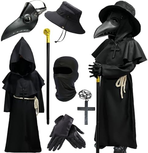 Wakejoy Plague Doctor Costume Kids Scary Halloween Costumes Outfi...