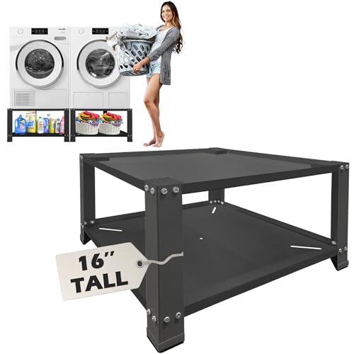 Royxen Washer and Dryer Pedestals 16\" Height, Laundry Pedestal Universal Fit 800lbs Capacity, Washing Machine Base Stand Dryer Base Platform Heavy Duty with 28\" Wide, Black