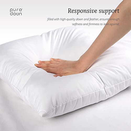 puredown® Euro Pillow Inserts 24 x 24 (Pack of 2, White), Feather Down Pillow Stuffer, White Throw Pillows for Bed, Couch, and Cushion - Thumbnail 3